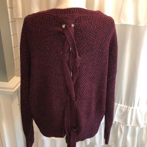 Express tie-up-back sweater, medium